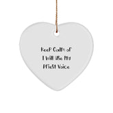 Funny Priest Heart Ornament Gift for Men, 'Keep Calm Or I Will Use My Priest Voice', Christmas Unique Gifts from Friends to Priest - Image 1